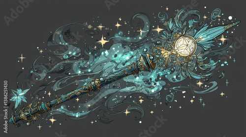 Magic wand. Vector illustration.