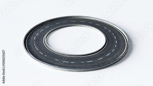 Plakat Empty circular road going nowhere on white background
