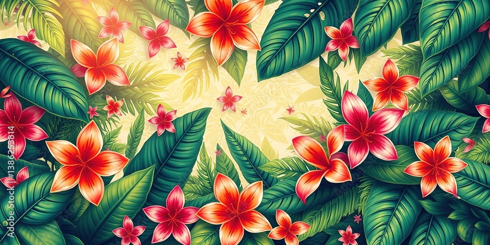 Tropical Floral Pattern Background Design Tropical Floral Pattern Background Design