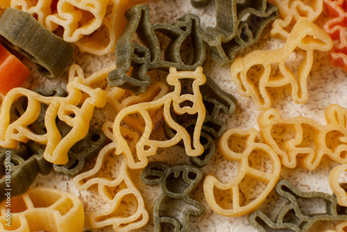 Animal shape colorful pasta for kids.