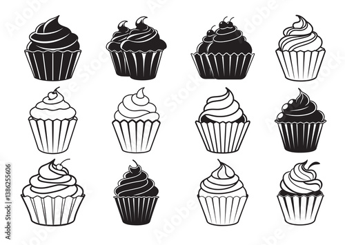 Cupcakes  silhouette vector