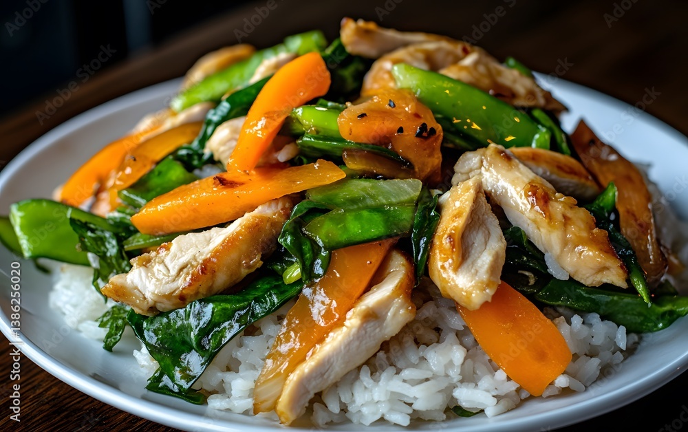 Delicious Chicken Stir Fry with Rice and Vegetables Delicious Chicken Stir Fry with Rice and Vegetables