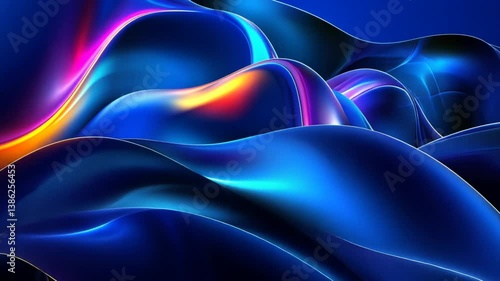 Vibrant flowing abstract waves of color in a dynamic composition with a smooth texture