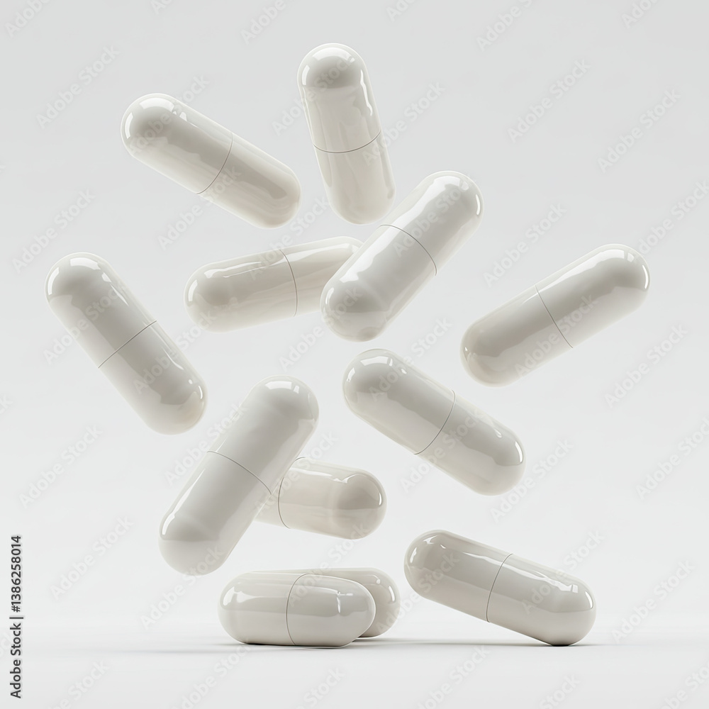 pills on white background pills on white background