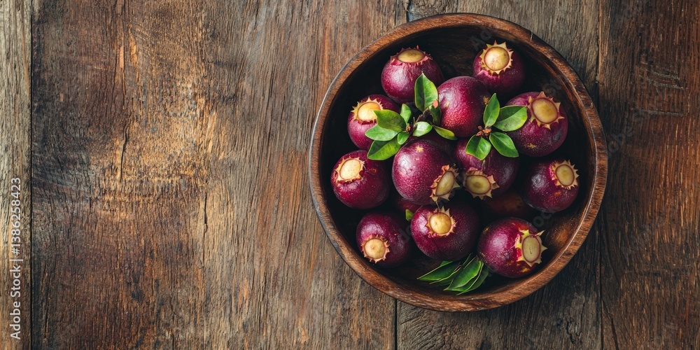 a bowl of food with red radishes on a wooden table a bowl of food with red radishes on a wooden table