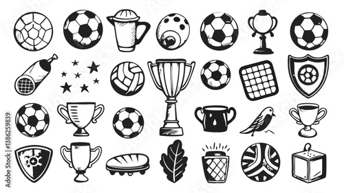 "Soccer Doodles Set – Hand-Drawn Sport Elements & Icons"

