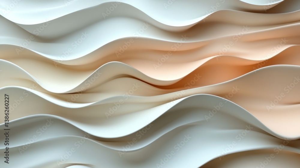 Obraz premium Abstract Wave Pattern: Serene Beige and White Undulations