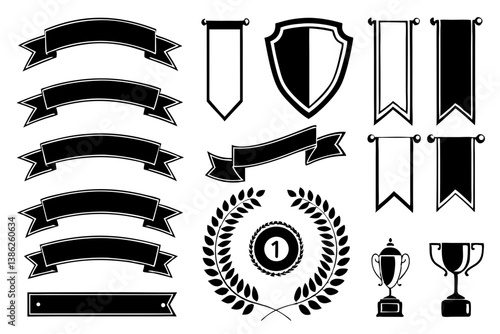 Award Winning Design Elements Banners, Ribbons, Shields, Laurels & Trophies