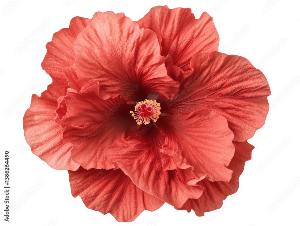 Fototapeta premium Vibrant red hibiscus flower symbolizing tropical beauty and warmth, cut out
