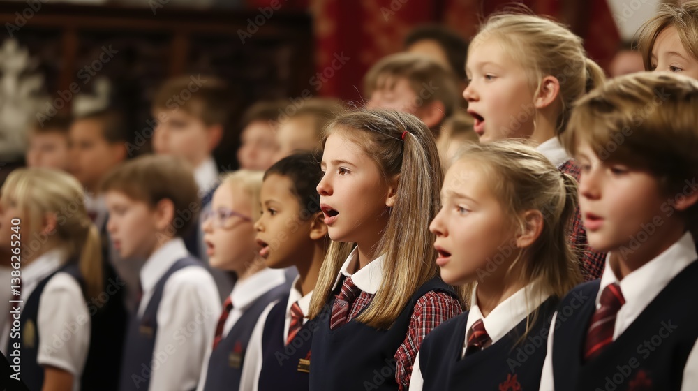 Obraz premium Choir of School Children singing together 