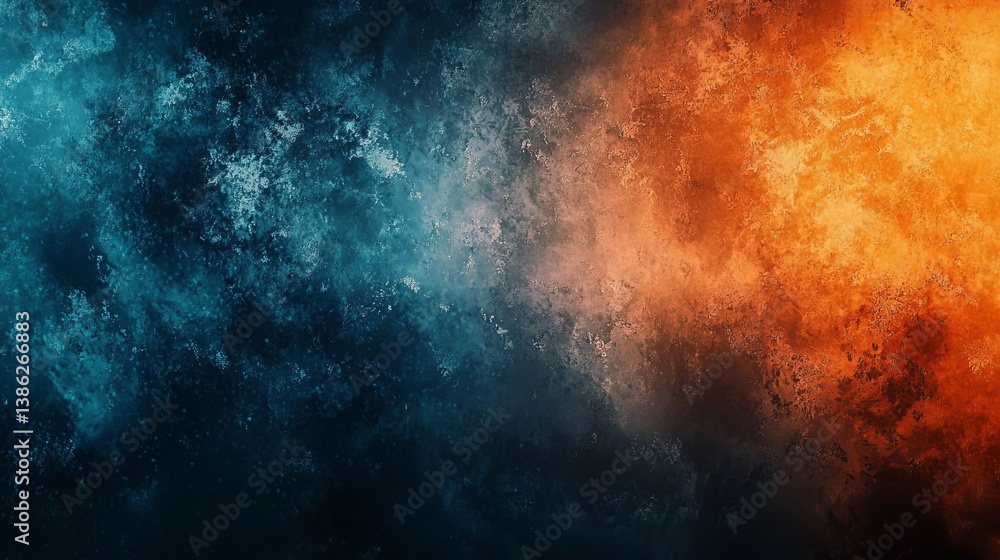 Fototapeta premium Textured Divide Orange to Blue Gradient, abstract , background