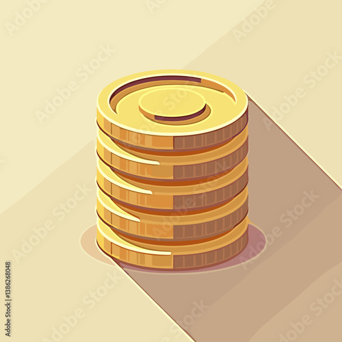 Stack of golden coins on a light background for financial concepts