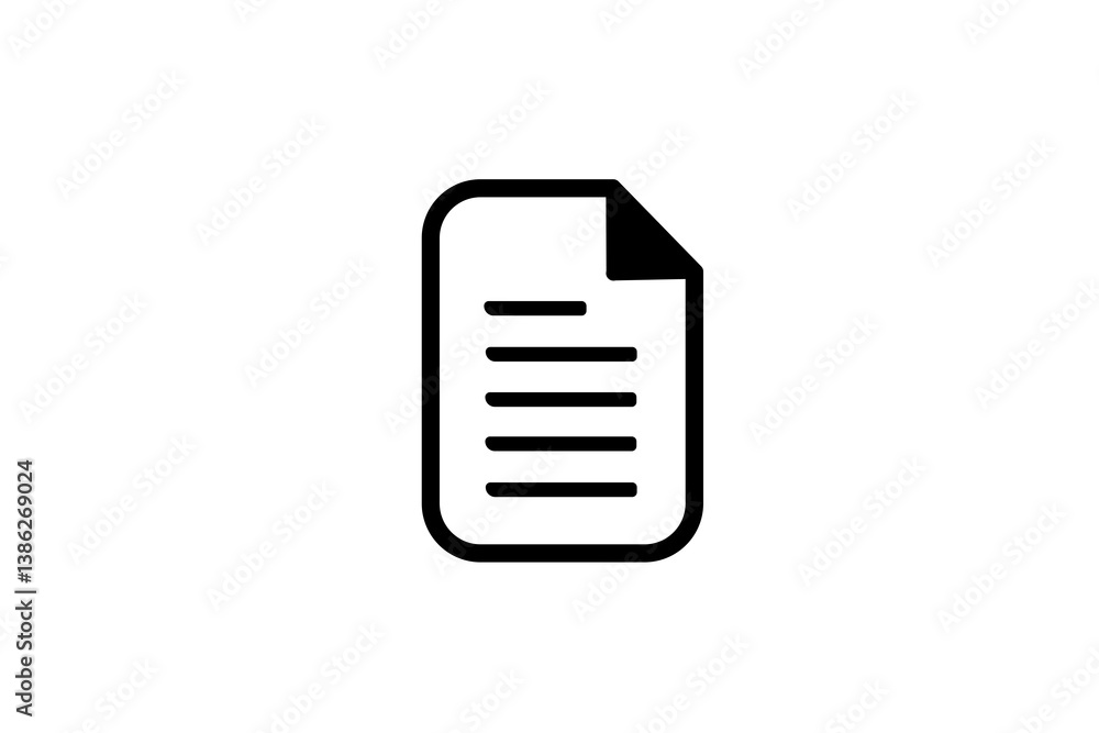 Document icon file, folded paper with a text outlined black illustration isolated. Vector icon in flat style png transparent background. Document icon file, folded paper with a text outlined black illustration isolated. Vector icon in flat style png transparent background.