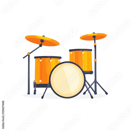 Flat vector drum throne, minimalist design, isolated on a white background.

