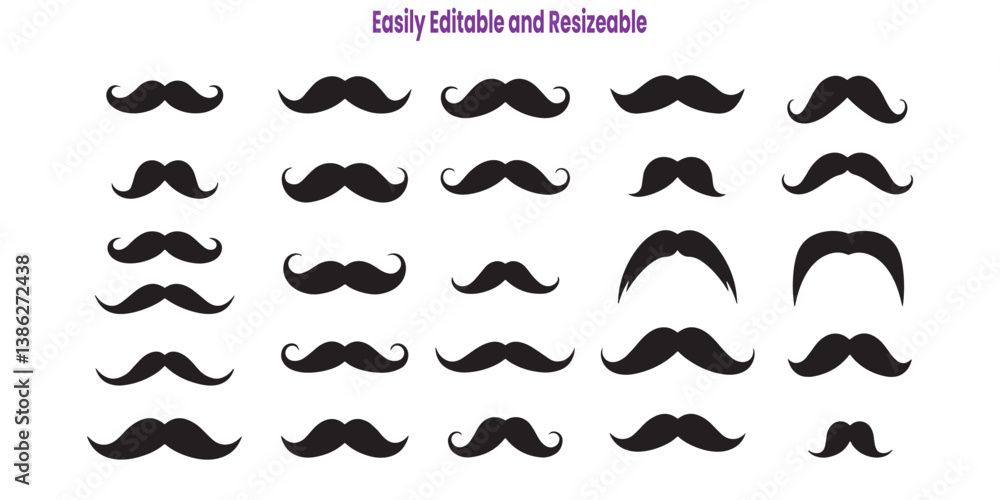 Moustache collection vector graphic design element set art. Moustache collection vector graphic design element set art.