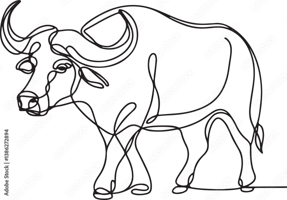 Fototapeta premium Buffalo Line Art Vector Illustration