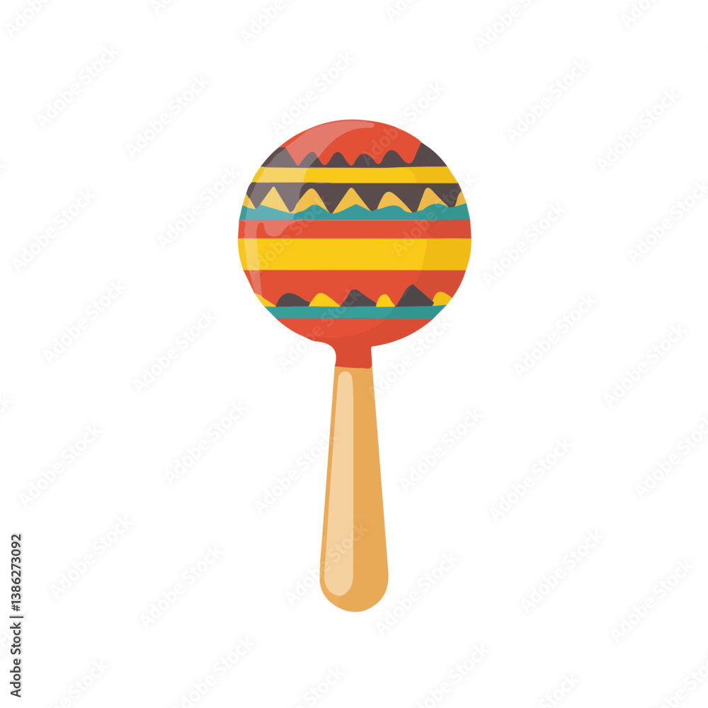 Flat vector maraca, minimalist design, isolated on a white background.
Flat vector maraca, minimalist design, isolated on a white background.