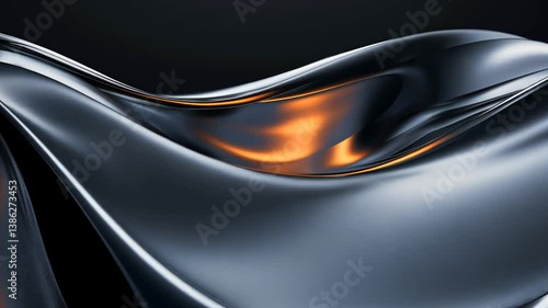 Smooth, flowing abstract design showcasing black and orange waves with a sleek appearance