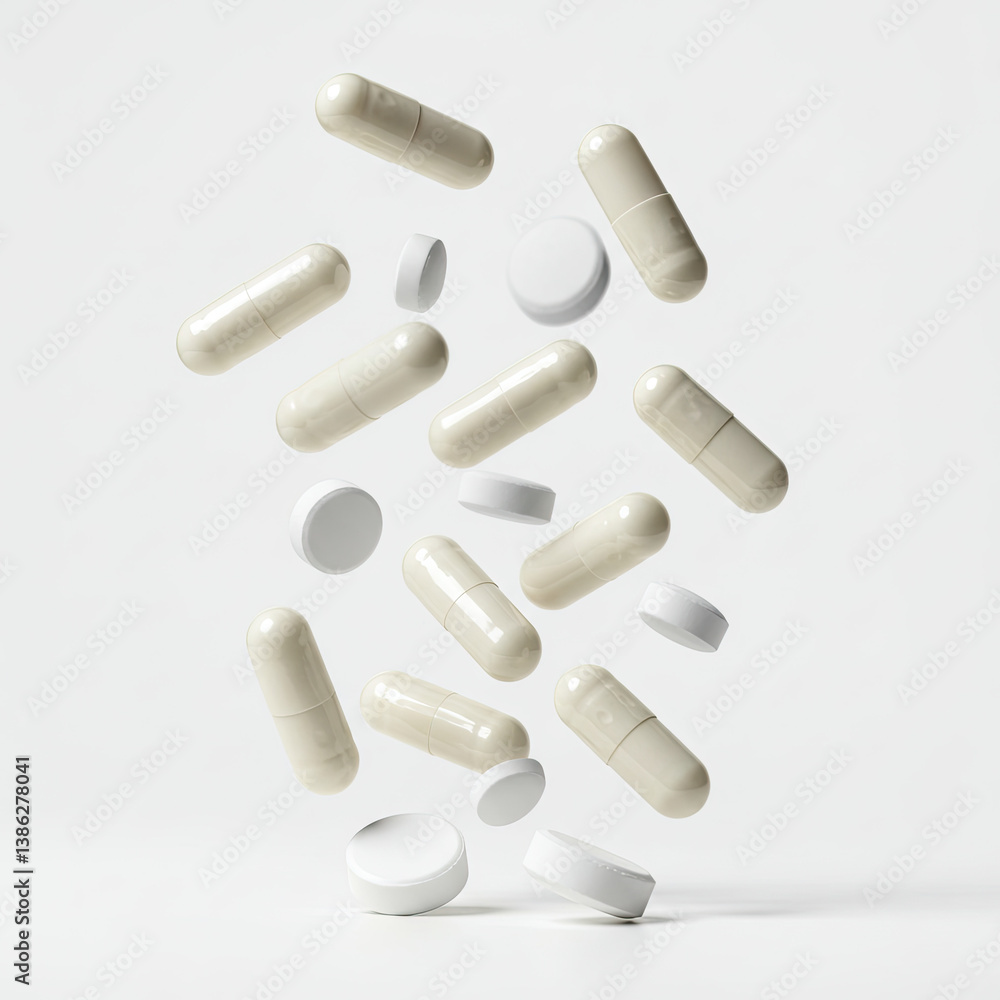 pills on white background pills on white background