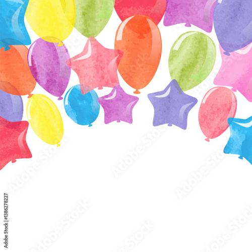Watercolor colorful balloon...