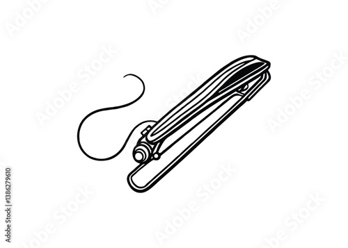 Silhouette of hair straightener isolated on a white background