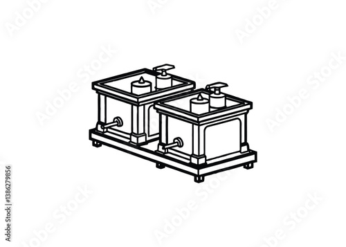 Silhouette of paraffin wax bath machines isolated on a white background