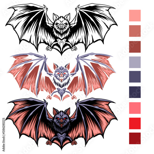 The bat with outline and color palette