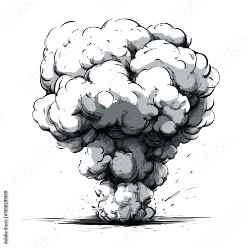 Ash cloud minimalist flat illustration, featuring a clean design isolated on a white background.

