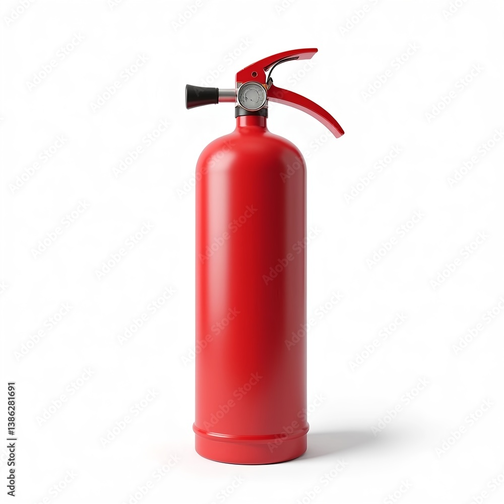 red fire extinguisher isolated on white background, mockup with no label ready for branding red fire extinguisher isolated on white background, mockup with no label ready for branding