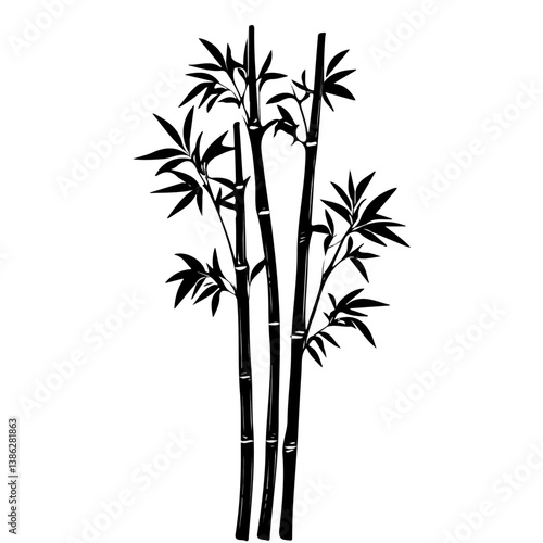 Bamboo shoot minimalist flat illustration, featuring a clean design isolated on a white background.

