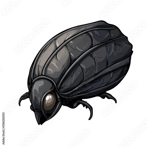 Beetle shell minimalist flat illustration, featuring a clean design isolated on a white background.

