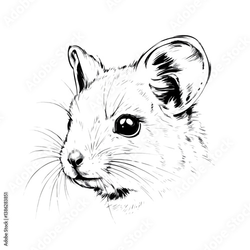 Chinchilla Head 2D flat vector illustration, isolated on a white background.