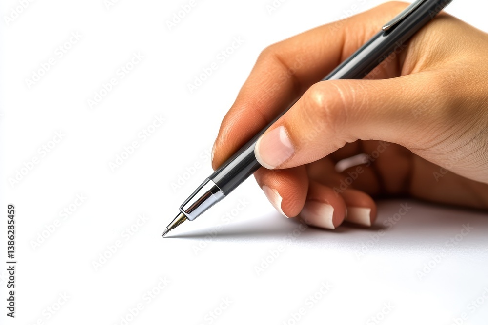 Hand writing notes or signing documents with a black pen on white paper in an office setting during daytime Hand writing notes or signing documents with a black pen on white paper in an office setting during daytime