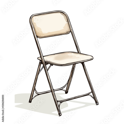 Folding Chair 2D flat vector illustration, isolated on a white background.