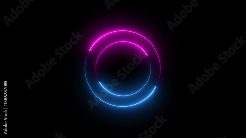 Loading Circle, Video. icons on slow internet and load gradient round eclipse.Loading,target, intro, alpha. Glowing flow circle background. LED screens projection technology.
