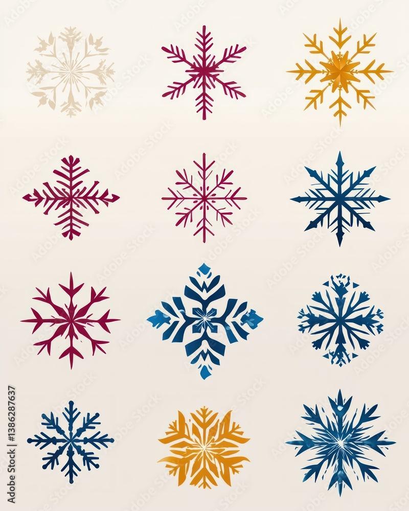 Twelve Unique Watercolor Snowflakes Design Collection Twelve Unique Watercolor Snowflakes Design Collection