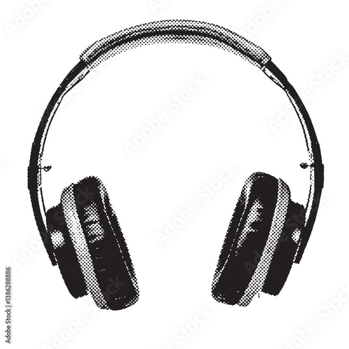 headphones halftone grunge vector design element