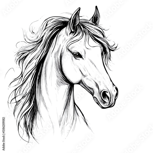 Horse Mane 2D flat vector illustration, isolated on a white background.