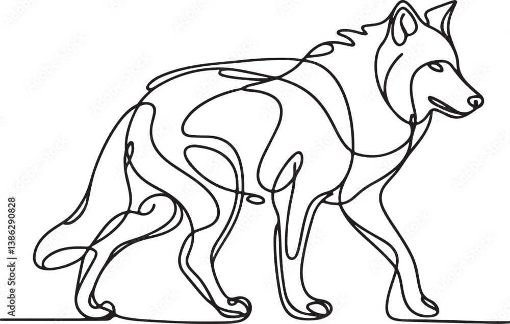 Fototapeta premium Wolf Line Drawing Vector. Intricate Artwork for Creative Projects