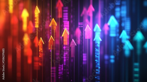 Wallpaper Mural Colorful digital arrows ascending in vibrant abstract background Torontodigital.ca