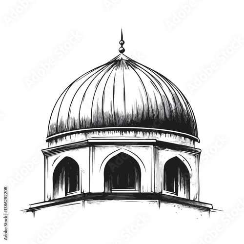 Mosque Dome 2D flat vector illustration, isolated on a white background.