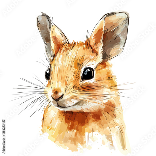 2D flat vector illustration of Pademelon Head, isolated on a white background.