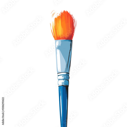 2D flat vector illustration of Paintbrush, isolated on a white background.