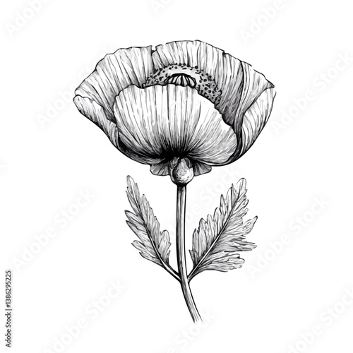 2D flat vector illustration of Poppy Seed, isolated on a white background.