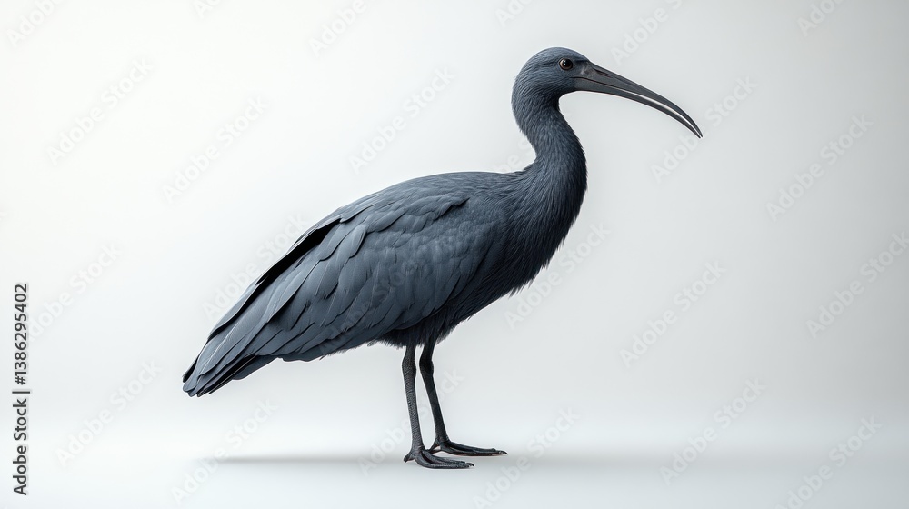 Fototapeta premium A striking bird with a long curved beak standing against a neutral background ideal for nature
