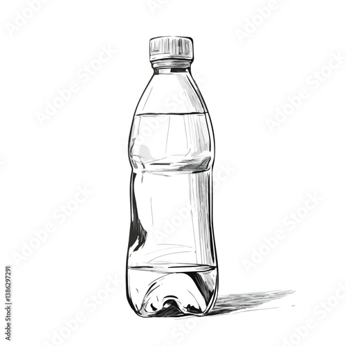 Water Bottle 2D flat vector illustration, isolated on a white background.