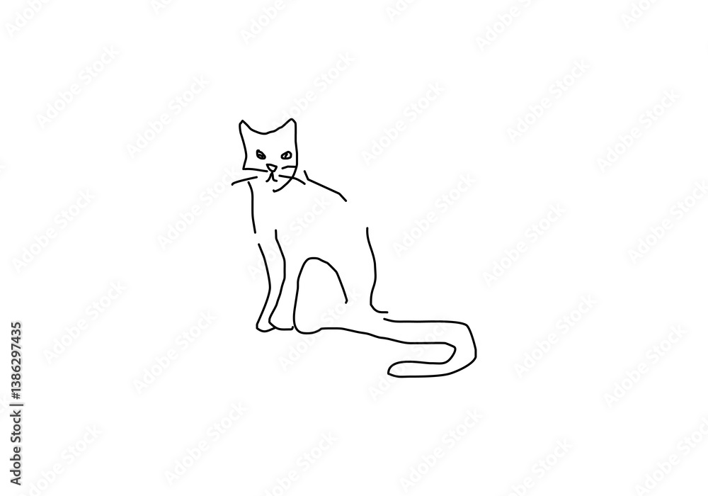 Fototapeta premium minimalist line art illustration of a cat