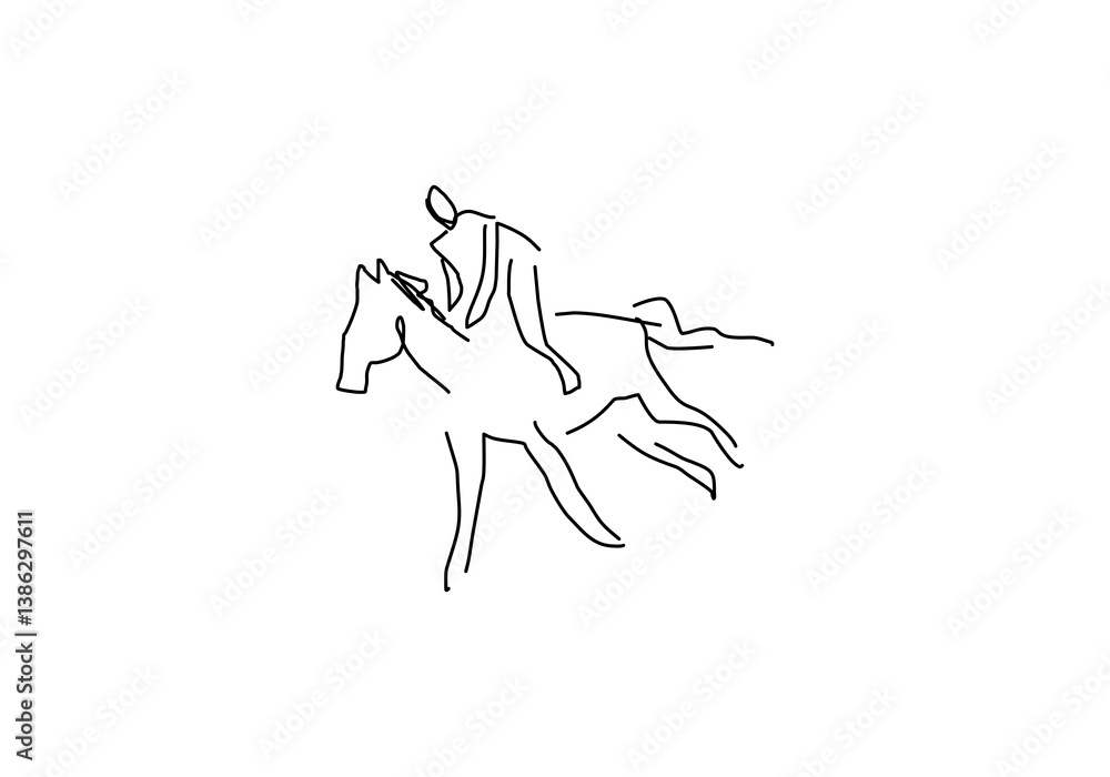 Fototapeta premium Simple line art illustration of a horse, symbolizing strength, freedom, and grace in a minimalist