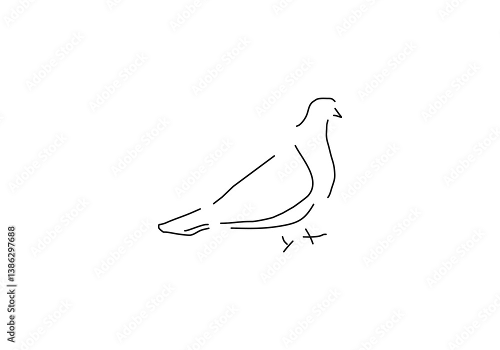 Fototapeta premium Simple line art illustration of a dove