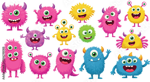 a set of cute monster character